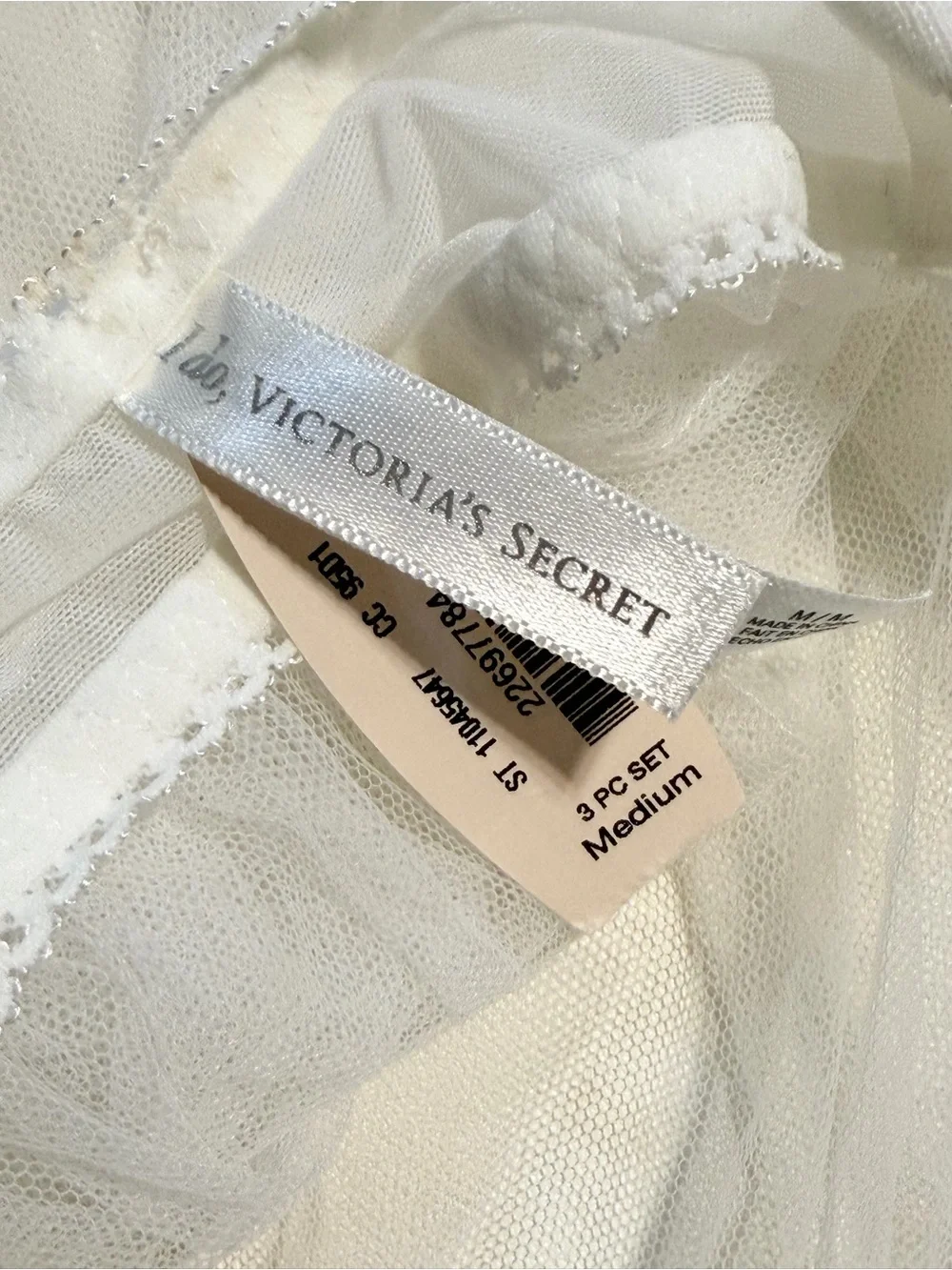 Victorias Secret white floaty mesh babydoll nighty lingerie lace ruffle mini nwt